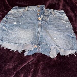 Express Blue Distressed Jean Shorts